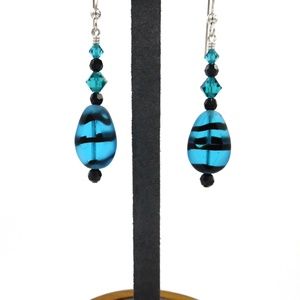 Pretty Turquoise Czech Glass & Swarovski Crystal E